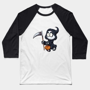 Kid In Reaper Costume Trick Or Treating Baseball T-Shirt